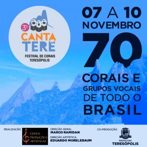 Canta Terê 2019: programação do 3ª Festival Nacional de Corais Teresópolis